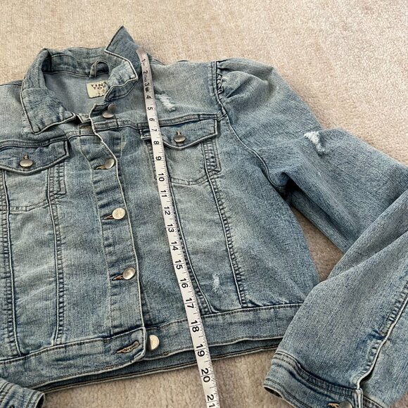 Tinseltown Blue Distressed Jeans Denim Jacket XL - Picture 5 of 13
